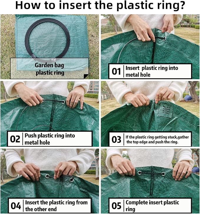 3 Pack 137 Gallons Reusable Yard Waste Bags with Double Bottom Extra Large Leaf Lawn Bags Reusable Heavy Duty With 4 Handles Garden waste Bags Containers for Debris Grass Clipping