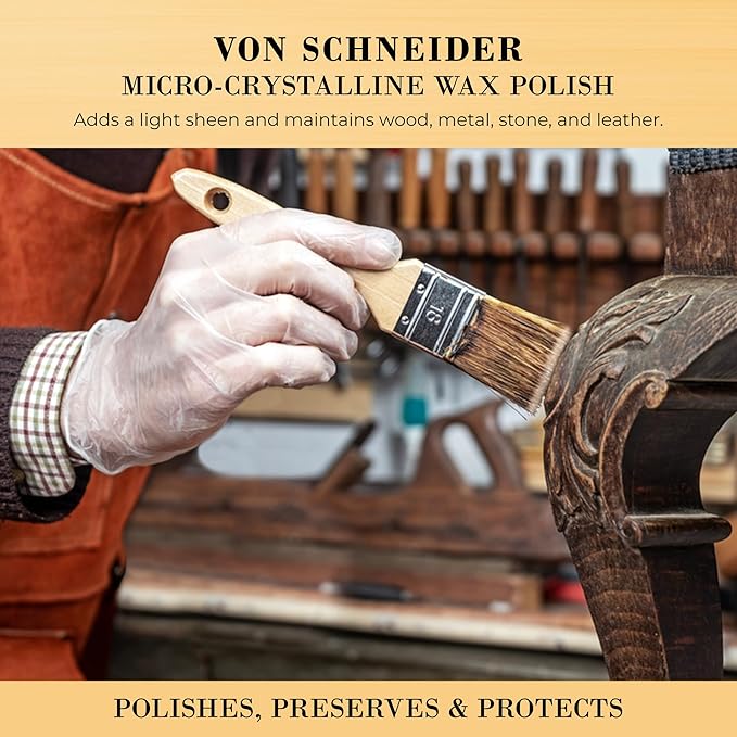 Von Schneider Micro-Crystalline Wax Polish, 118ml – Multi-Surface Protective Wax for Wood, Metal, Stone & Leather – Polishes, Preserves & Protects - pH Neutral, Easy to Apply, Made in the USA - 2PACK