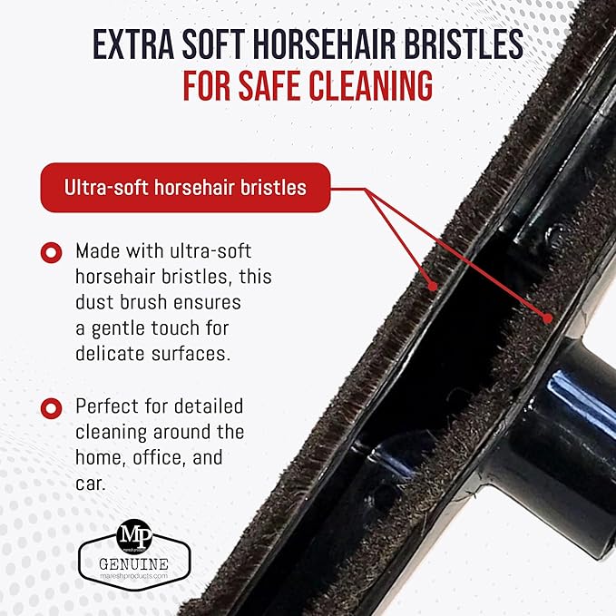 MP Maresh Products Genuine Deluxe Brush Attachment - Horse Hair Brush, Wet Dry Vacuum Cleaner, Central Vacuum System Parts & Accessories, Dust Floor, 32mm Standard Size - Black (10 Inch)