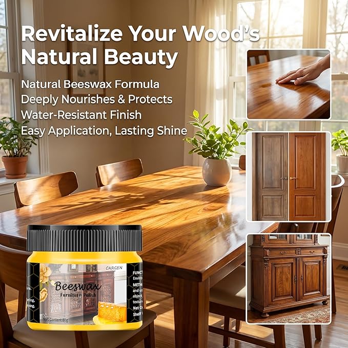 CARGEN Beeswax Furniture Polish, Wood Seasoning Beeswax for Furniture Wood Wax for Dining Table Floor Doors Chairs Cabinets to Protect and Care 2pcs Beeswax Polish