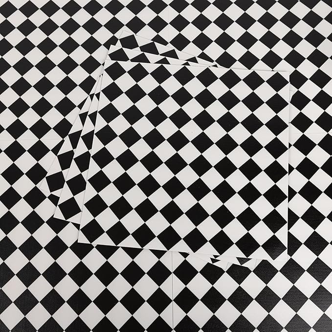 Elffloor Peel and Stick Floor Tile: 20pc 11.8 * 11.8in Self-Adhesive Waterproof Vinyl Flooring Black and White Tiles Sticker for Bathroom, Kitchen, Bedroom, Living Room
