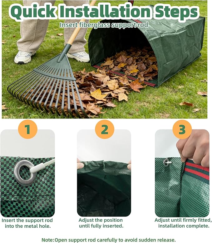 2-Pack 72-Gallon Reusable Yard Waste Bags with Gloves– Heavy-Duty Dustpan-Style Lawn & Garden Bags with Handles, Foldable, Standable Leaf Collector for Leaves, Grass, Branches, and Outdoor Debris