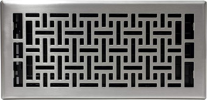 Decor Grates AJH614-NKL Oriental Floor Register, 6-Inch by 14-Inch, Nickel