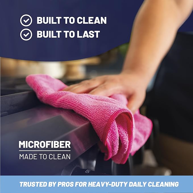 MW Pro Multi-Surface Microfiber Towel – 12 Pack | Premium Cleaning Cloth | Clean, Buff, Dust, Polish, Absorb | Large 16"x16" (Blue)