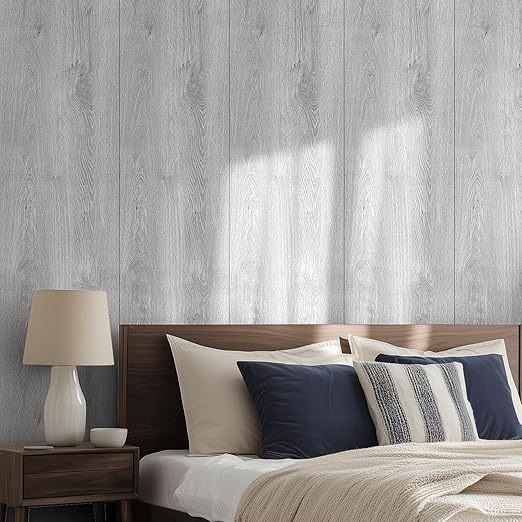 Luxury Thicken Wood Grain Peel and Stick Floor Tiles Self-Adhesive Vinyl Flooring Roll-DIY Easy for Wall and Floor,Hard Surface/Waterproof/Anti Slip (Light Gray Vinyl Flooring, 17.72 "W x 393.7" L)