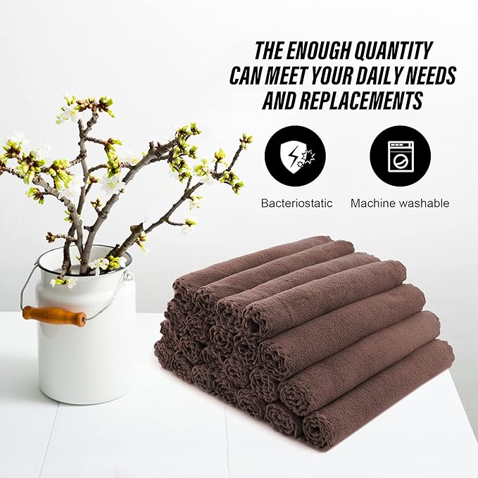 MOONQUEEN Ultra Soft Premium Washcloths Set - 12 x 12 inches - 72 Pack - Quick Drying - Highly Absorbent Coral Velvet Bathroom Wash Clothes (Wood Brown)