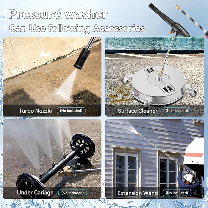 5000 PSI Adjustable Electric Pressure Washer, 2025 New Power Washer Pressure Adjustable (2500PSI-5000PSI) with 33ft Pressure Hose, 4 Nozzle and Detergent Tank for Cars, Upgraded 8053