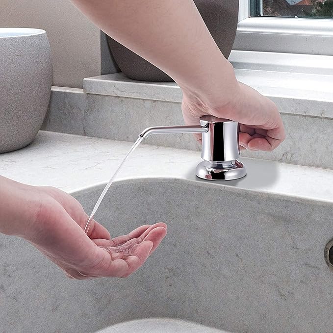 Samodra Sink Soap Dispenser and Extension Tube Kit, ABS Pump Head Bronzed Built in Design with 39” Extension Tube to Soap Bottle, No More Messy Refills(No Bottle) Chrome