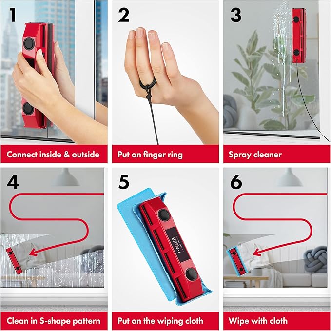 Tyroler Outside Magnetic Window Cleaner Tool, Glider S-1 Fits Only Very Thin - 0.1"- 0.3" Windows, Double Sided Windows Cleaner Machine Tool | Magnet Window Cleaner Tools