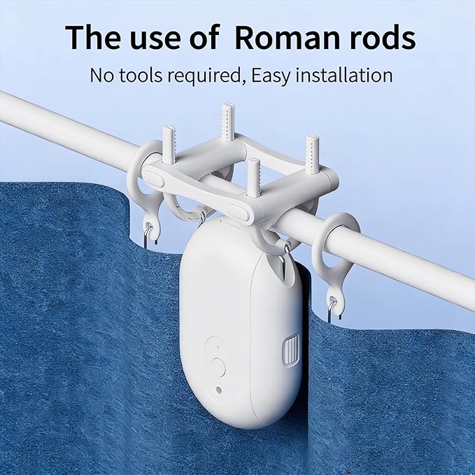 Smart Automatic Curtain Opener and Closer, Bluetooth Curtain Robot with App, Voice, Remote Control for U/T Rails Compatible with Alexa, Google Home, Tuya, Smart Life APP