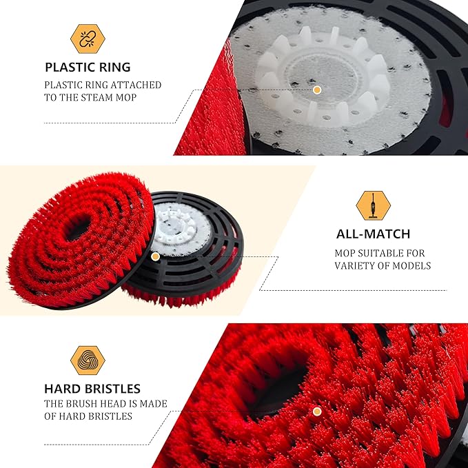4Pack Brush for Shark Steam Mop S7000 S7001 S7020 S7005 S8021 S8001 Replacement Brush Head and Scrub Pad Abrasive Polishing Pad (Compatible only with Shark; not Compatible with Other Brands)