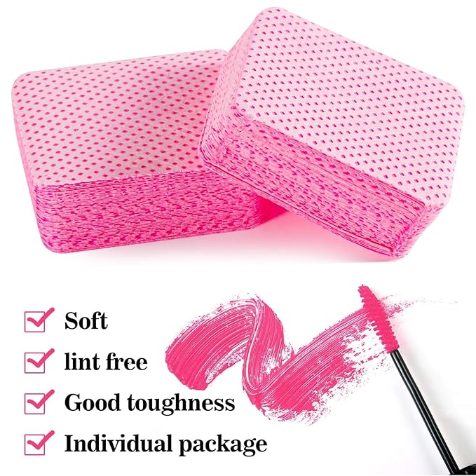 MAQIHAN 1500 Lint Free Nail Wipes - Pink Acetone Nail Polish Remover Wipes Lint Free Nail Wipes Pads Gel Nails No Lint Nail Glue Wipes Eyelash Extensions Toallitas Para Uñas Sin Pelusa Nail Supplies