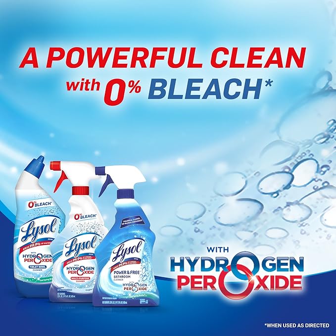 LysolPower and Free Toilet Bowl Cleaner with Hydrogen Peroxide Cool Spring Breeze Scent, 24 Ounce (Pack of 6)
