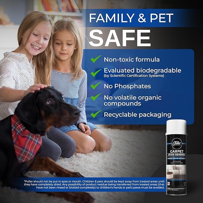 Fuller Brush Carpet Stain Remover – 18 oz Enzyme Foam Spot Cleaner for Carpets, Rugs & Upholstery – Removes Pet Stains, Coffee, Wine, Grease – Odor Eliminating (Pack of 3)