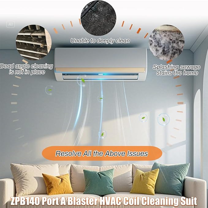 Updated ZPB140 Port A Blaster HVAC Coil Cleaning, Portable Pressure Washer, Coil Jet Cleaner for ac Unit 120V 80W for Indoor or Outdoor, Flow Rate 4L/min, Can Only Be Used with Water, Not with Air