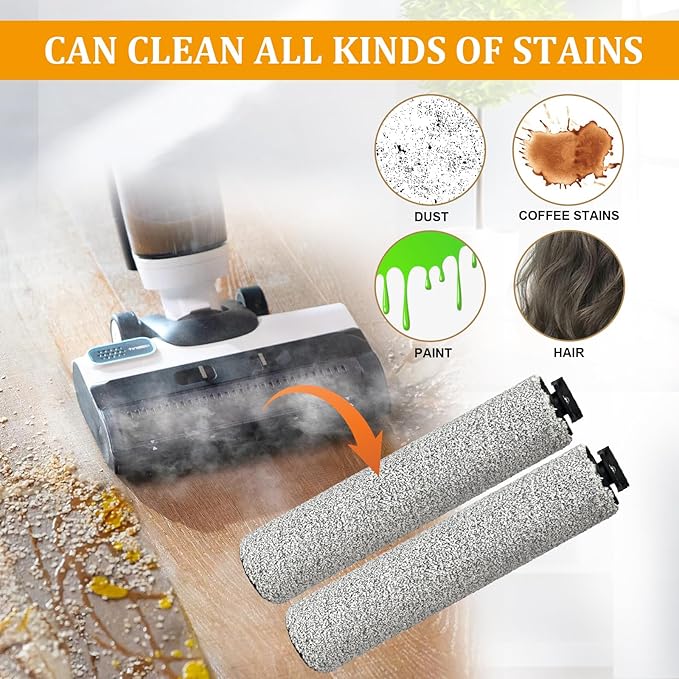 2 Pack Soft Roller Brush Replacement Parts for Tineco Floor ONE S5 Steam Cleaner Wet Dry Vacuum, Replacement Parts Accessory Kit for Tineco Floor Cleaner Including 3 Pack Vacuum HEPA Filters