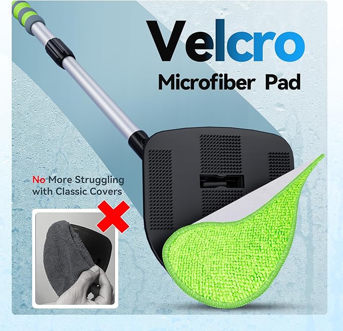 XINDELL Windshield Cleaning Tool, Interior & Inside Car Windshield Cleaner with Microfiber Pads, Extendable Handle & 360° Head, Streak-Free Glass Cleaning Kit for Cars Trucks