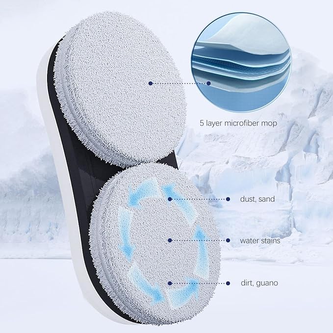 Intelligent Window Cleaning Robot Vacuum Cleaner, with Remote Control & 4M Extension Cable, 20min Power Failure Protection, 10 Wipes+Spray Function for Home Glass Cleaning