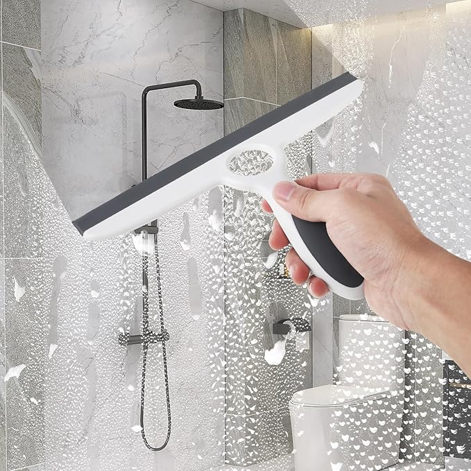 10pack Shower Squeegee for Glass Doors/Walls,10" Squeegee with Adhesive Hook,All-Purpose Shower Squeegee for Shower Doors, Bathroom, Window and Car Glass