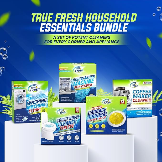 True Fresh Garbage Disposal Cleaner Tablets, Large 15g Drop-In Fresh Ocean Tablets, Deep Foaming Sink & Drain Cleaner for Buildup, Grease & Residue, Disposal Cleaner and Deodorizer, 24 Pack XL Value!