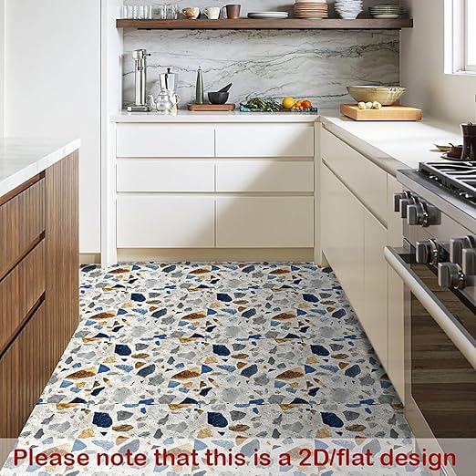Nuxovilar Peel and Stick Vinyl Floor Tiles - 11.8"x11.8" Terrazzo - Inspired Pattern, 10 - Pack Self - Adhesive Flooring for Easy Installation