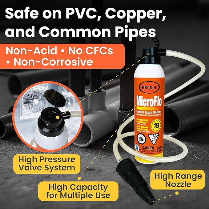 MicroFlo HVAC Drain Line Cleaner – Precision Hydraulic Shock Wave Tech For Safe, Instant Results, Controlled-Pressure AC & Condensate Drain Opener, Reusable, Chemical-Free