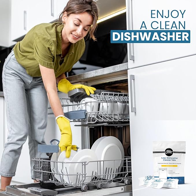 Fuller Dishwasher Cleaner Tabs – Lemon Scent – Eliminates Limescale, Grease & Odors – Septic Safe, Compatible with All Dishwasher Types – (Pack of 1)
