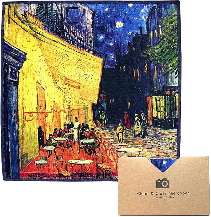 Large [4 Pack] Classic Art (Gogh Café Terrace at Night) - Ultra Premium Quality Microfiber Cleaning Cloths (Best for Camera Lens, Glasses, Screens, and All Lens.), Microfiber Cloth