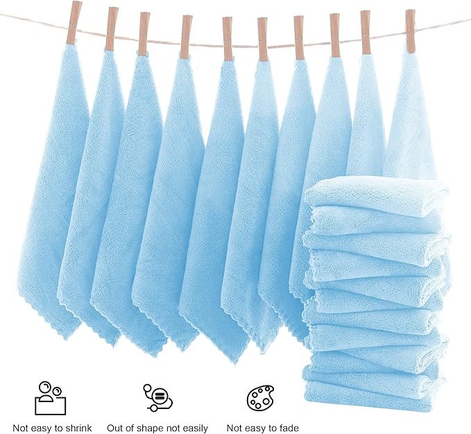 MOONQUEEN Ultra Soft Premium Washcloths Set - 12 x 12 inches - 72 Pack - Quick Drying - Highly Absorbent Coral Velvet Bathroom Wash Clothes (Aquamarine)