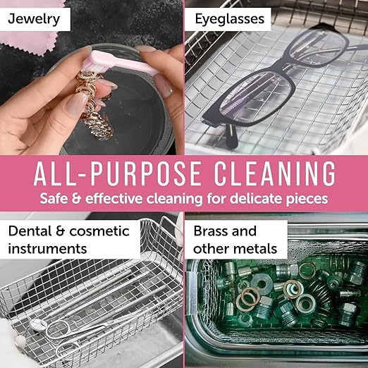 Maplefield Ultrasonic Jewelry Cleaner Solution - Concentrated Formula & Ultrasonic Cleaning Fluid - Safe on Gold, Silver & Gemstones & Jewelry Cleaning Solution - 16 Fl Oz, Pack of 1