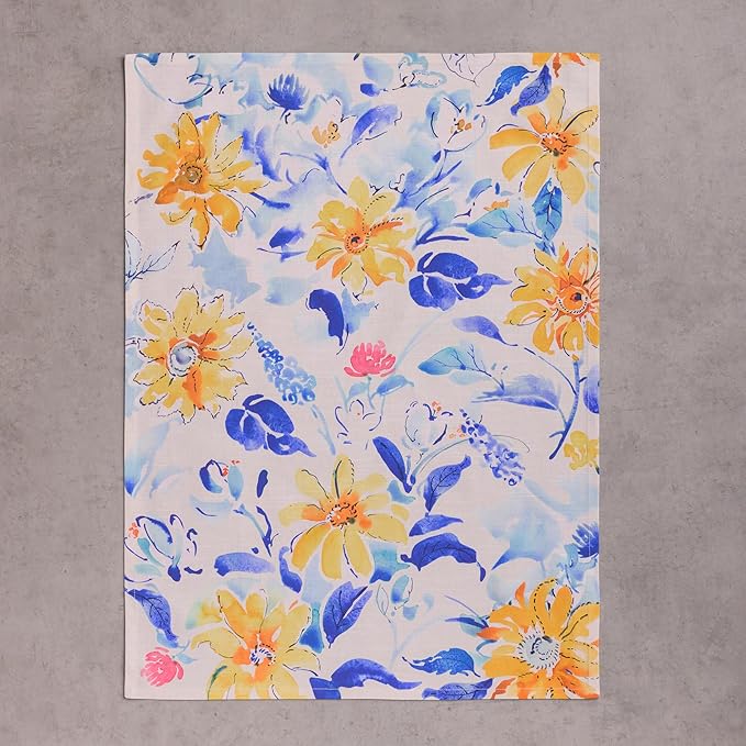 Maison d'Hermine Kitchen Towels Set of 3 100% Cotton 27.50" x 20" Reusable Cloth Tea Dish Towels Absorbent with Hanging Loop for Kitchen, Home, Dining, Cocktail Parties Spring/Summer (Girassol)