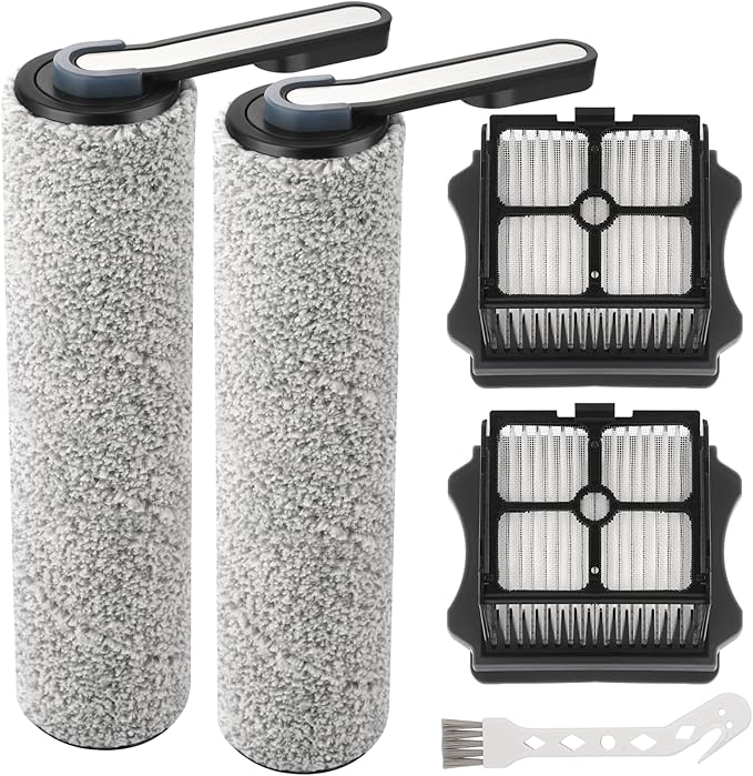 S5 Roller Brush and HEPA Vacuum Filter Replacement for Tineco Floor ONE S5, S5 Pro, S5 Pro 2, S5 Blue Smart Cordless Wet Dry Vacuum Cleaner Replacement Parts Include 2 HEPA Filters, 2 Brush Rollers