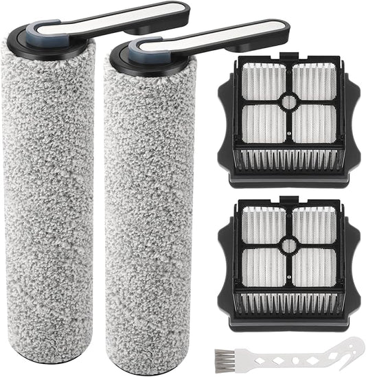 S5 Roller Brush and HEPA Vacuum Filter Replacement for Tineco Floor ONE S5, S5 Pro, S5 Pro 2, S5 Blue Smart Cordless Wet Dry Vacuum Cleaner Replacement Parts Include 2 HEPA Filters, 2 Brush Rollers