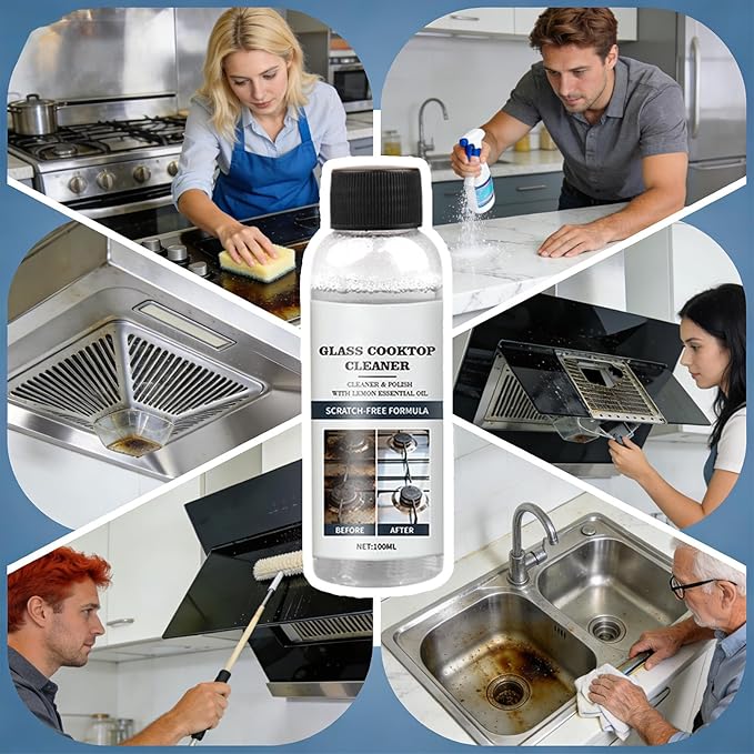 Stove Cleaner, Powerful Oil Remover Spray, 100ml Glass Top Degreaser for Kitchen, Cleaner, Cleaning Solution with Fast Action, Stove Countertop Floor Grout for Home Bathroom Grill