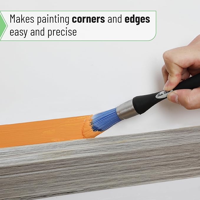 Bates- Trim Paint Brush, 0.75 Inch, Black & Gray Ergonomic Non-Slip Handle, Synthetic Bristles, Trim Brushes for Painting