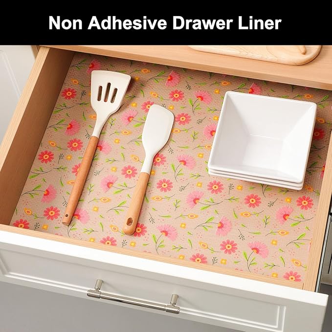 Cooyes Shelf Liner – Premium Non-Adhesive Cabinet & Drawer Liner for Kitchen – Waterproof Shelf Paper with Modern Pattern – Durable EVA Cabinet Mat – Easy to Cut （24" W x 240" L）