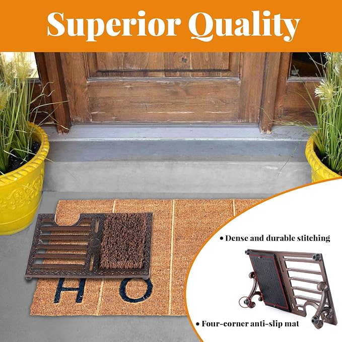 Cast Iron Boot Brush Scraper Outdoor, Heavy Duty Boot Scrubber Brush with Angled Design, Vintage Rustic Boot Scrapers with Brushes Outdoor for Outdoor, Porch, Entryway
