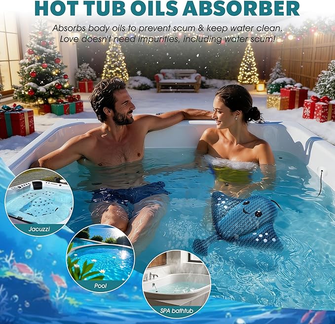 Hot-Tub-Scum-Absorber-Devilfish-Hot-Tub-Floating-Sponge-Scum-Remover Reusable-Scum-Bug-Hot-Tub-Oil-Scum-Absorbing-Sponge Keep Water Cleaner Spa & Pool Bath Scum-Hot-Tub-Accessories Adults Kids