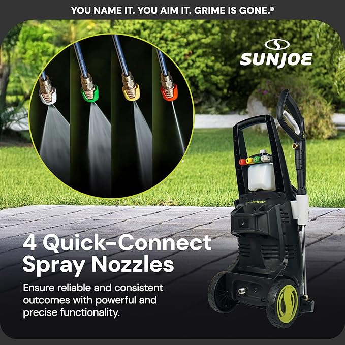 Sun Joe SPX3000-XT1 XTREAM 2,500 PSI Pressure Washer with 14.9A Motor, Includes 4 Quick-Connect Nozzles, High-Pressure Hose, Garden Hose Adapter, and 35-Foot Power Cord