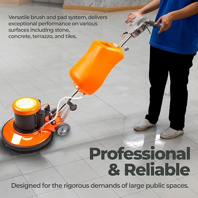 17" Floor Buffer Scrubber Polisher Machine with 3.4 Gallon Tank, 2.0 HP, 175 RPM, Industrial and Commercial Professional Use