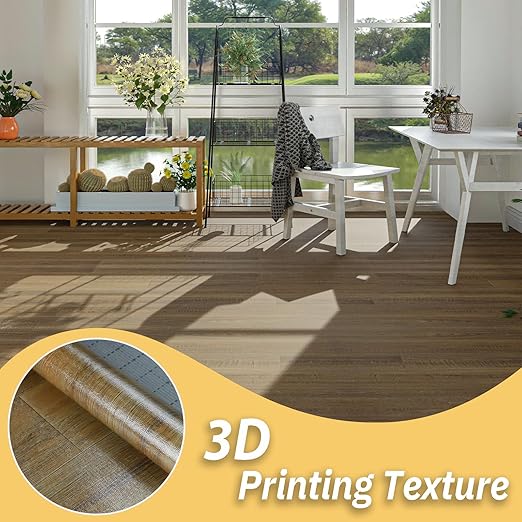 Freshtour Vinyl Flooring Roll, Versatile Removable PET Leather-Like Floor Covering, Waterproof & Durable, Easy Tape Installation, Cost-Effective for Any Room, Nature Oak/ 107.6 Sq.ft (39.3" x 393.7")