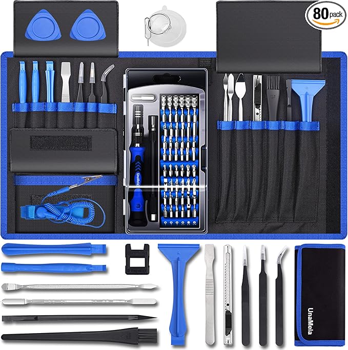 80 IN 1 Professional Computer Repair Tool Kit, Precision Screwdriver Set with 56 Bits, Magnetic Screwdriver Set for Laptop, PC, MacBook, Tablet, iPhone, PS4, Electronics, Gamer Tech Gifts for Men