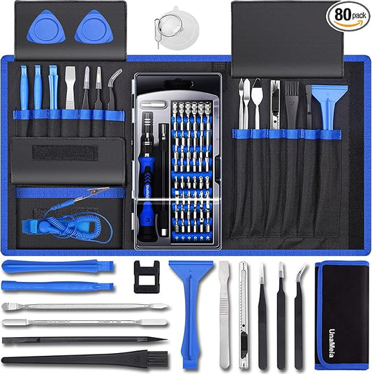 80 IN 1 Professional Computer Repair Tool Kit, Precision Screwdriver Set with 56 Bits, Magnetic Screwdriver Set for Laptop, PC, MacBook, Tablet, iPhone, PS4, Electronics, Gamer Tech Gifts for Men