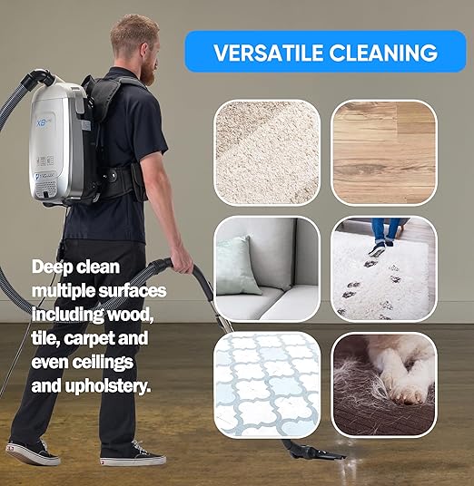 Prolux X8 Lite Backpack Canister Vacuum – Lightweight HEPA Filtration for Multi-Surface Cleaning