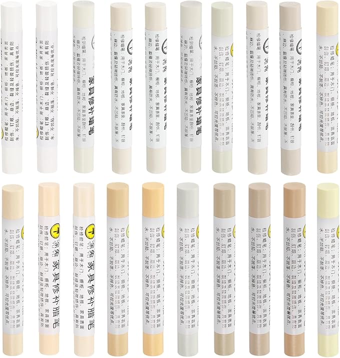 uxcell Furniture Repair Wax Crayons Kit, 20Pcs - Wood Filler Stick, Touch Up Furniture Markers - for Scratches Holes Tables Desks Wooden Floor Laminate Covers, Light Color Series