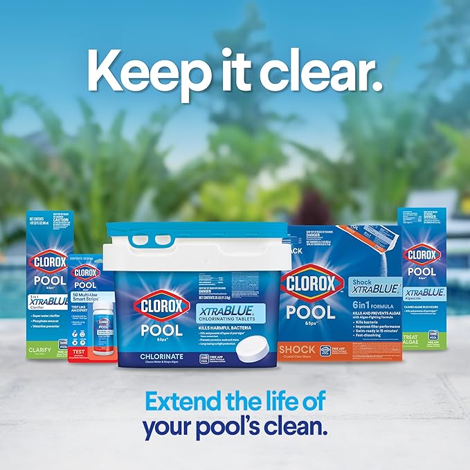 Clorox Pool&Spa XTRABLUE Plus 3” Chlorinating Tablets, Individually Wrapped, Kills Bacteria & Stops Algae (35 LB)