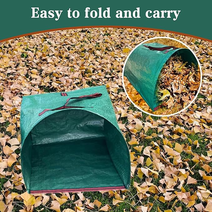 2PCS 72 Gallon Yard Waste Bags, Large Garden Debris Bags, Dustpan-Type Lawn Bags, Reuseable Heavy Duty lawn and leaf bags with Gardening Gloves