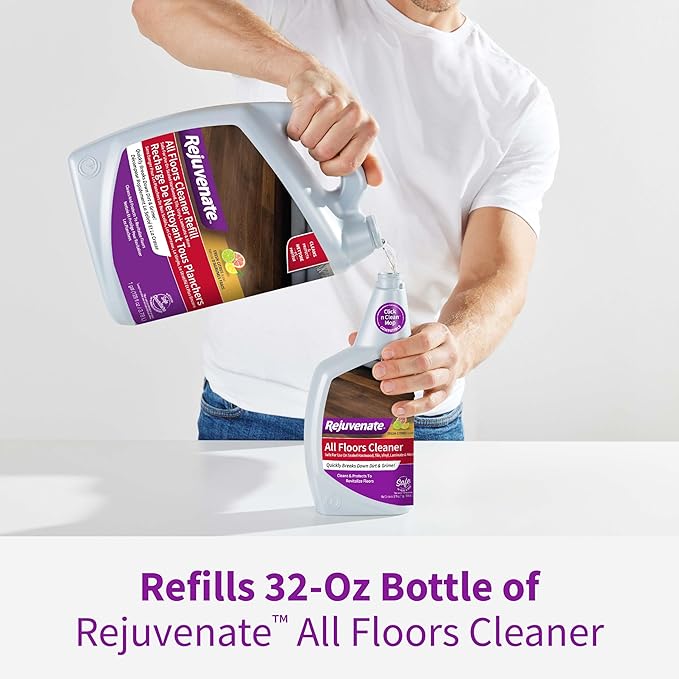 Rejuvenate All Floors Cleaner Refill, Breaks Down Dirt and Grime, Cleans and Protects Floors Throughout Your Home, Including Sealed Hardwood, Tile, Vinyl, Laminate and More, 1 Gallon, 2 Pack