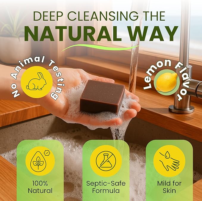 Lemon Dish Soap Pack Of 5 (5.5 Oz Each) | Solid Bar Soap For Sparkling Clean Dishes | Natural, Plastic-Free Cleaning Supplies | Alternative To Dishwashing Liquids & Detergents