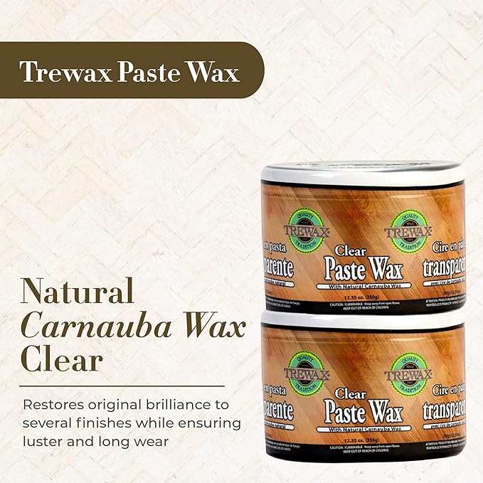 Trewax Paste Wax with Carnauba Wax, Clear, 12.35-Ounce, Pack of 2, Ideal on Hardwood Floors, Fine Furniture, Granite, Marble, and Bronze